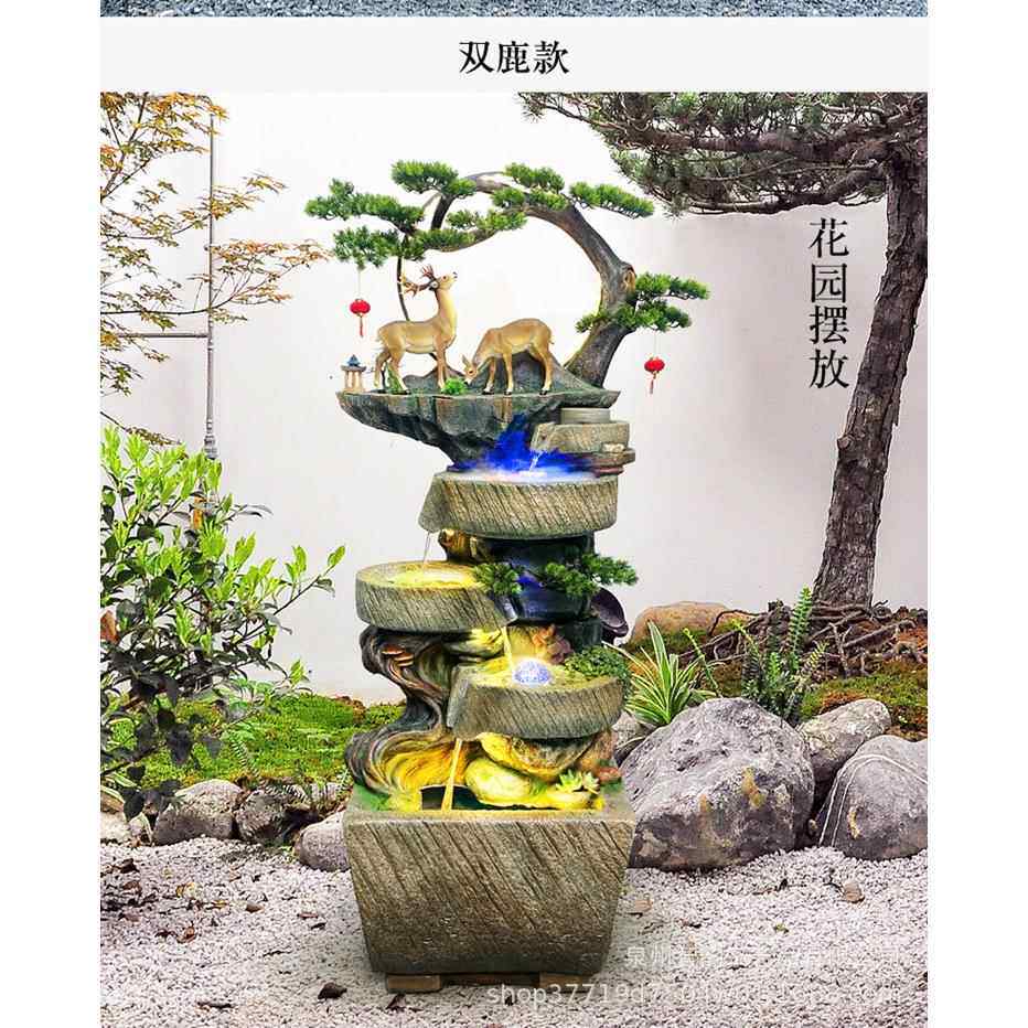 式别假山喷泉流水摆件墅玄关客厅办中公茶加湿VLX器开室业乔迁送