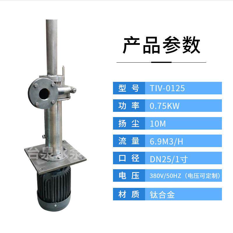 耐腐蚀液下钛泵TA2钛合金泵0.75KW东莞水泵无轴封可空转