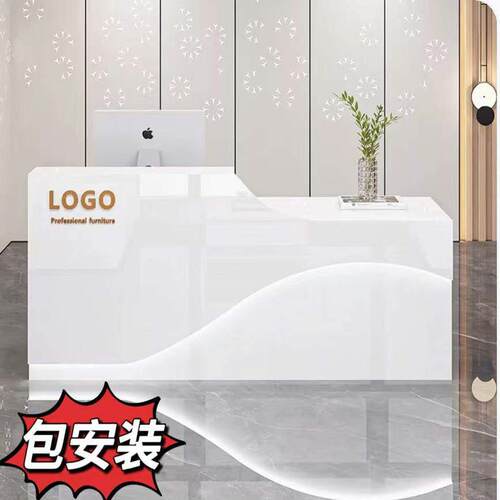吧台现代烤漆前台接待台店铺柜台吧台美容院收银柜台公司小型前台