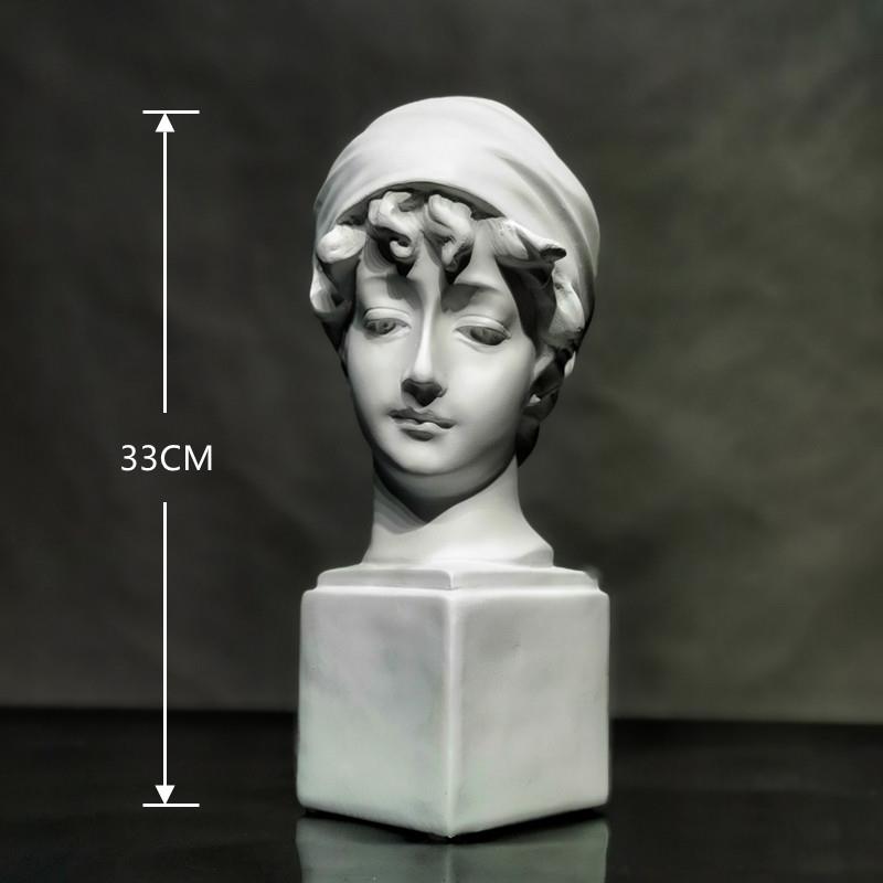围巾少女彷石膏像人物头像素描写生教具静物装饰雕塑欧式模型摆件
