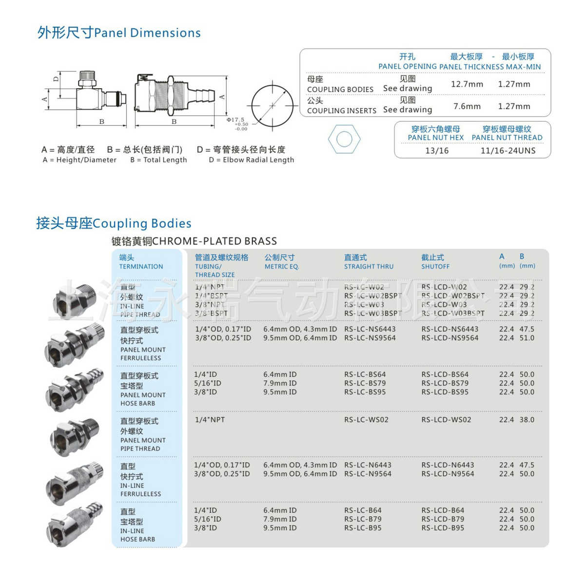 快速母宝塔 rs接头 13005 燃油座|ncz不锈钢lc  1300413006- 系列