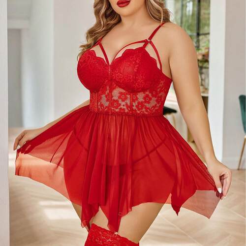 Plus Size Lingerie For Women Lace Sleepwear Strap Chemise