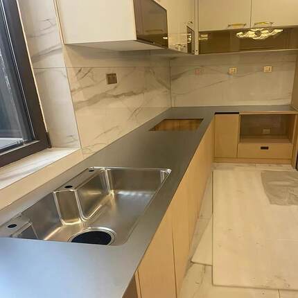 源头工厂304不锈钢实心台面水槽一体防刮花厨房柜岛台吧台板加厚