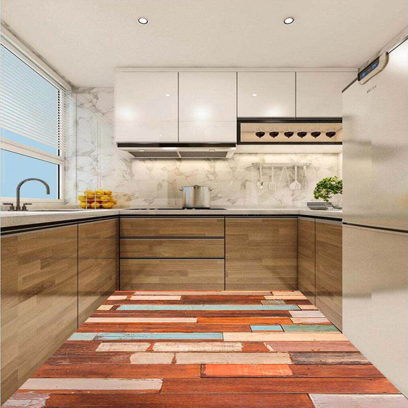 厨房防滑防油可擦耐脏吸水脚垫铺满可裁剪硅藻泥木纹系列地垫地毯