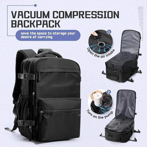 Men Vacuum Compression Backpack 15.6in Laptop Backpack Expan