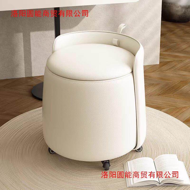 储物化妆凳收纳凳滑轮靠背矮凳梳妆台梳妆凳轻奢感实木茶几凳