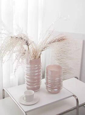 现简花约灰绿花色1720Y玻璃螺旋开口瓶样板间代售楼处餐桌玄关插