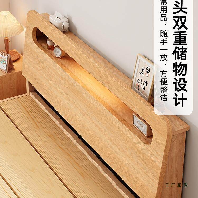 985实木床1米地8双人床主卧家用1.出租房5储物落榻榻米12.米单人