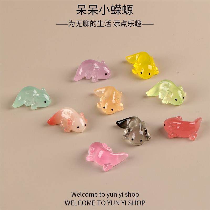 夜光可爱呆呆小蝾螈微景观创意装饰品配件办公室桌面迷你小摆件