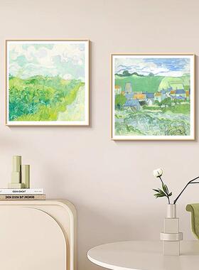 春色花海奶油风壁画客厅挂画治愈风景画餐厅挂画小众艺术玄关壁画