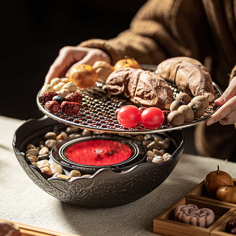 网红围炉煮茶壶家用玻璃套装罐罐茶烤橘子煮茶器室内无烟插电陶炉