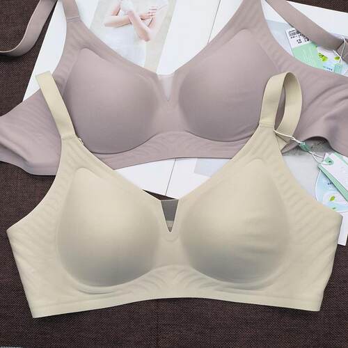 秀脉906文胸无痕光面果冻条软支撑天然乳胶棉无钢圈面膜内衣胸罩