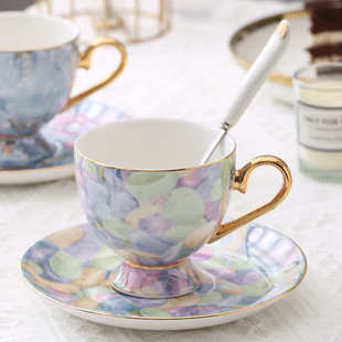 轻奢骨瓷欧式 咖啡杯碟套装 英式 陶瓷高脚下午茶杯具豹纹杯碟勺套装