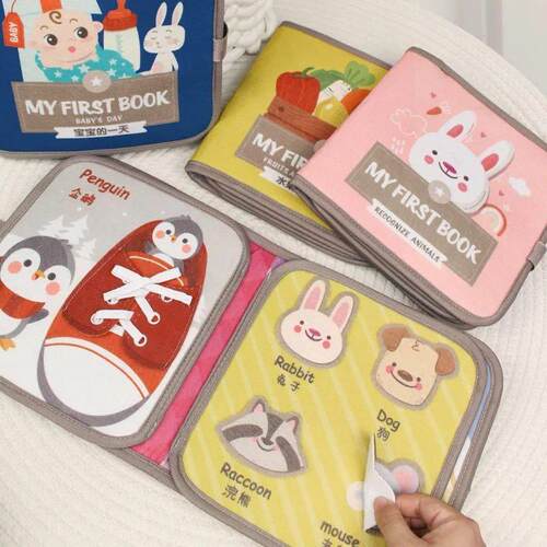 Quiet Book for Toddler Animal Cognitive Fabric Activity Busy