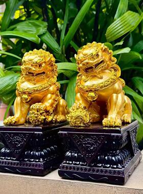 北京狮子摆件一对大号中式家居客厅玄关木装饰品公司店铺工艺礼品