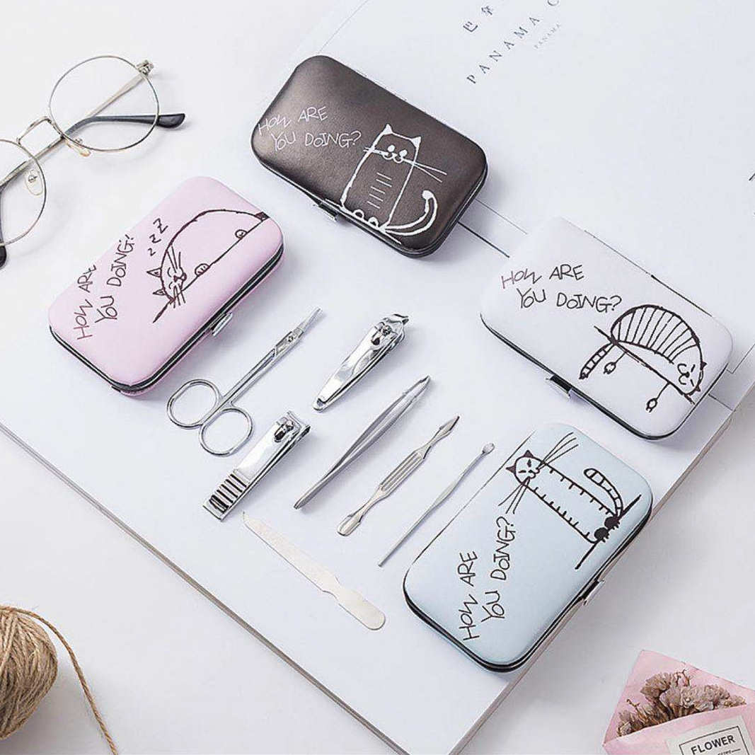 少女卡通学生指甲钳7件套指甲刀七件套美甲美容工具套装指甲钳