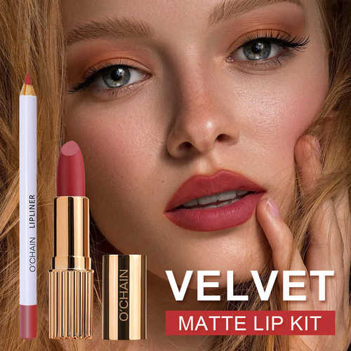 OCHAIN跨境唇线笔勾线丝绒哑光防水持妆不掉色不粘杯套装口红