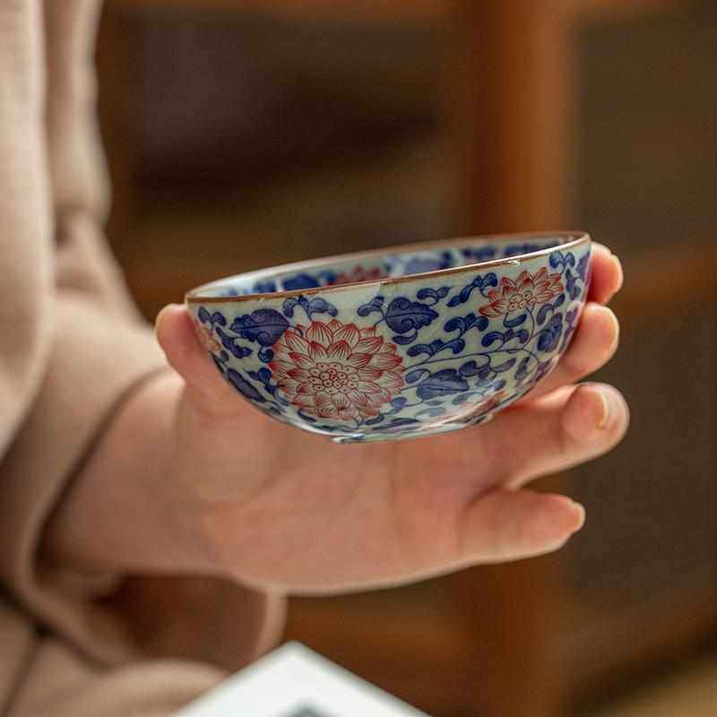 景德镇青花釉里红瓷茶杯主人杯品茗杯茶碗大号家用陶瓷杯鸿运当头,餐饮具,茶杯,淘宝优惠券,粉丝福利购,淘宝优惠卷