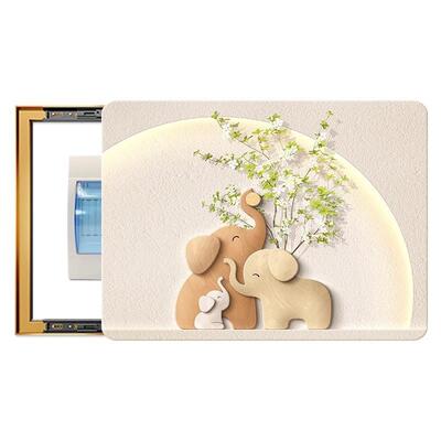 电表箱装饰画2024新款奶油风配电箱遮挡挂画大象空开箱弱电箱壁画