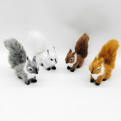 Mini Simulation Squirrel Plush Animal Ornament Christmas Tab