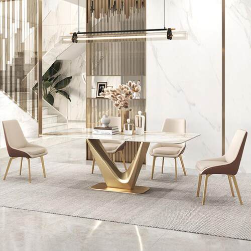 YZK餐桌意式亮光岩板餐桌家用极简小户型轻奢高端长方形创意网红