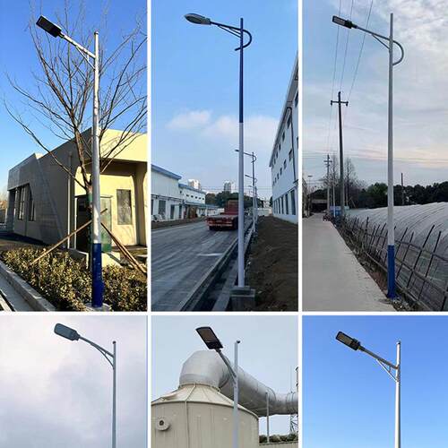 新款LED户外新农村太阳能双臂路灯6米超亮高杆双头单臂市电路灯