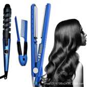 三合一电夹板直发内扣刘海烫发螺旋卷发棒夹型梳子三件套