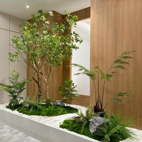 彷真马醉木天井造景橱窗植物室内彷真绿色植物装饰树大型假树简约