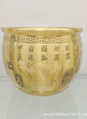森舍黄铜米缸百福缸铜缸纯铜聚宝盆摆件聚财铜盆储钱罐铜工艺品