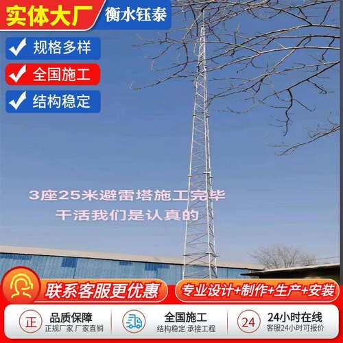 圆钢避雷针塔玻璃钢避雷针接闪引雷工业建筑四柱角钢GH钢管避雷杆