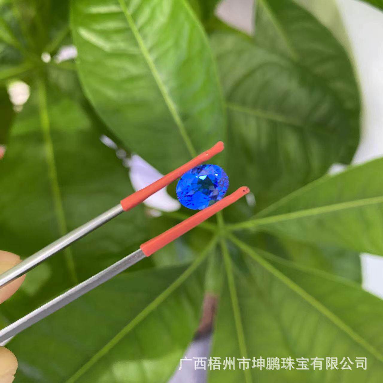 跨境钴尖晶蓝小妖实验室培育生成蓝宝石椭圆形手饰裸石蛋形戒面