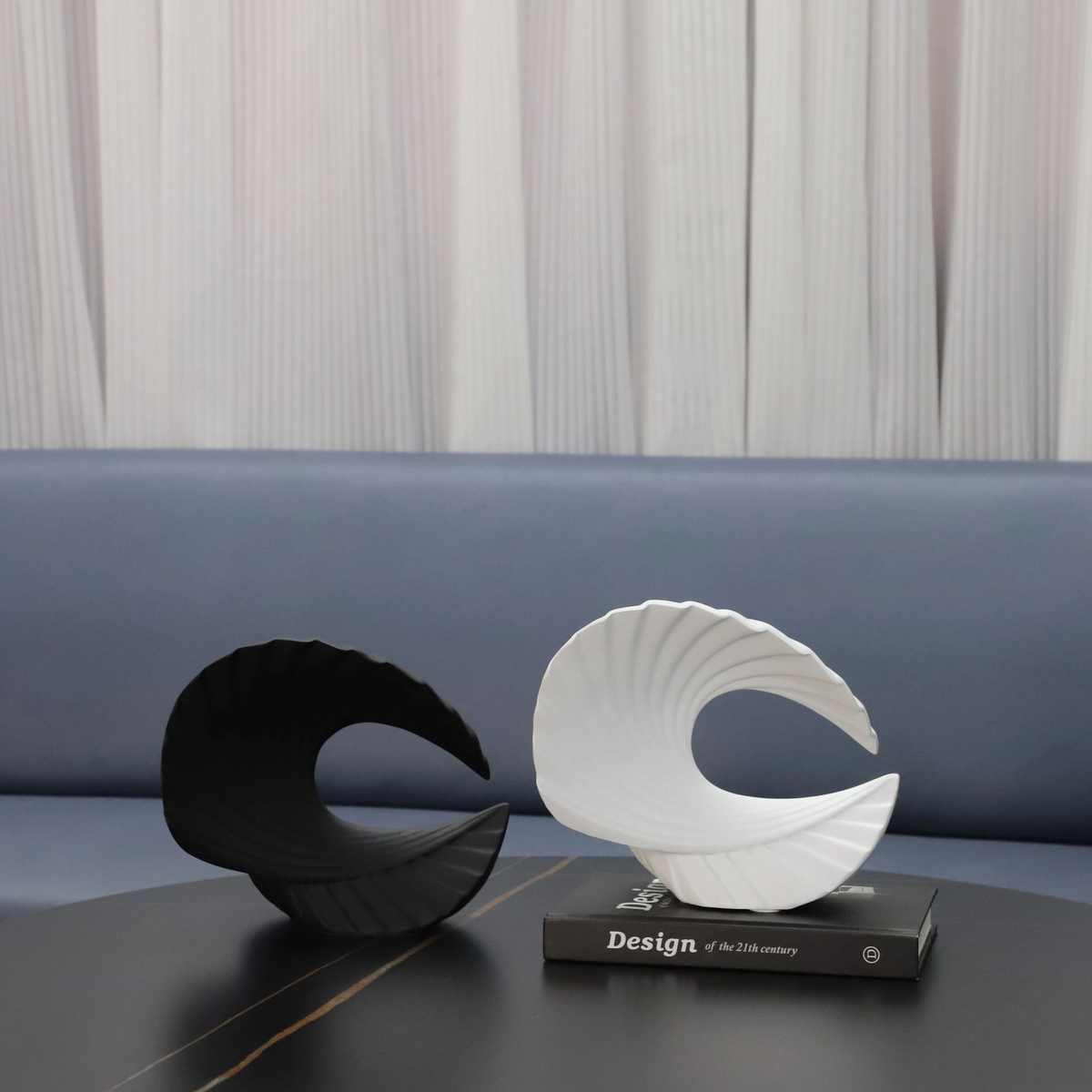 北欧风格海浪造型几何浪花树脂摆设样板房售楼处书房软装饰品摆件