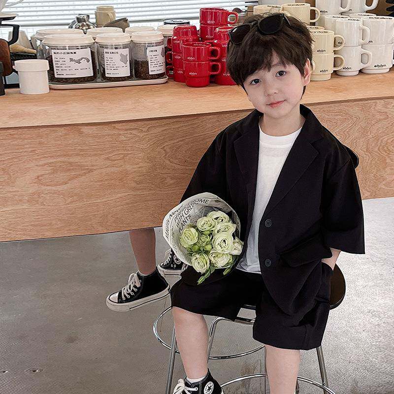2026新款童装男童西装套装夏季痞帅儿童夏装男孩西服宝宝衣服薄款