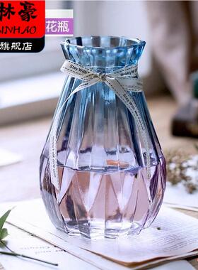 欧式创意玻璃花瓶水培绿萝植物干鲜花插花瓶餐厅客厅装饰摆件花器