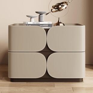 整寸装 CBL卧室马鞍皮床柜 大头尺简约现边代实木床柜新款 意式