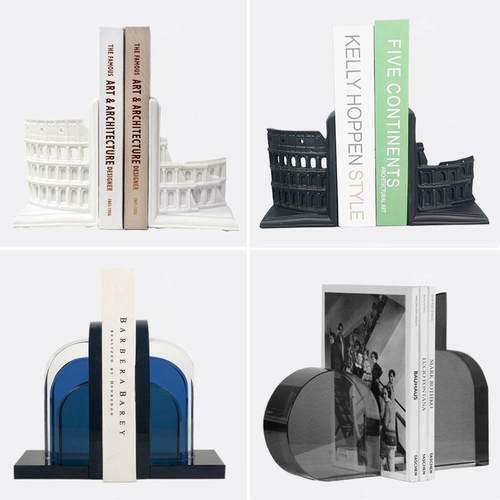 现代简约北欧摆件书靠书房书立办公室桌面装饰品创意水晶书档摆设