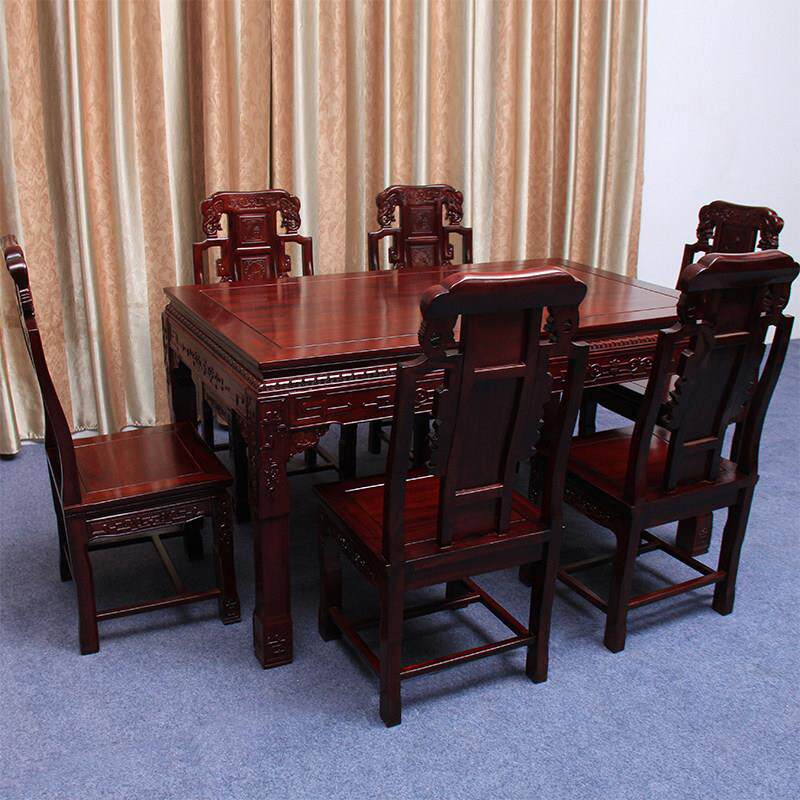 红木餐桌长方形非洲酸枝木饭桌中式实木餐桌椅家具明清古典餐台