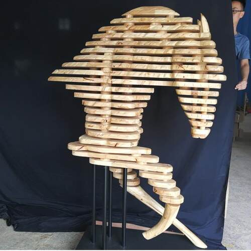 工厂直供实木切片马头木雕艺术品中式家居软装饰品半身木马摆件