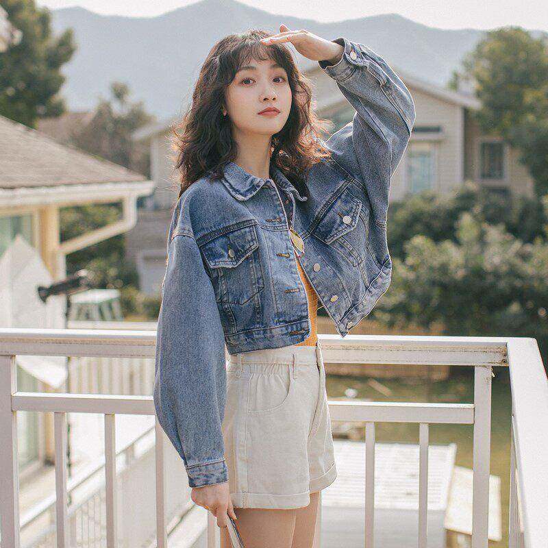 春装夹克牛仔外套女小个子短上衣显高显瘦韩版宽松百搭设计感小众