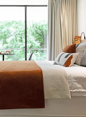 UG床7用布枕F76T7S7T艺家软装床旗尾巾现代轻奢酒店床搭巾千鸟格