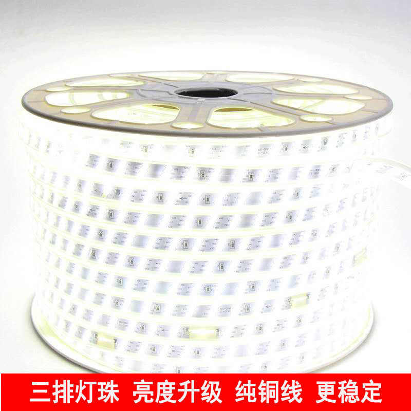 220VLED灯带三排高亮三色变光七彩家用室内客厅吊顶户外防水灯带