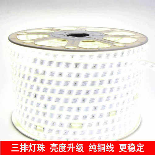 220VLED灯带三排高亮三色变光七彩家用室内客厅吊顶户外防水灯带