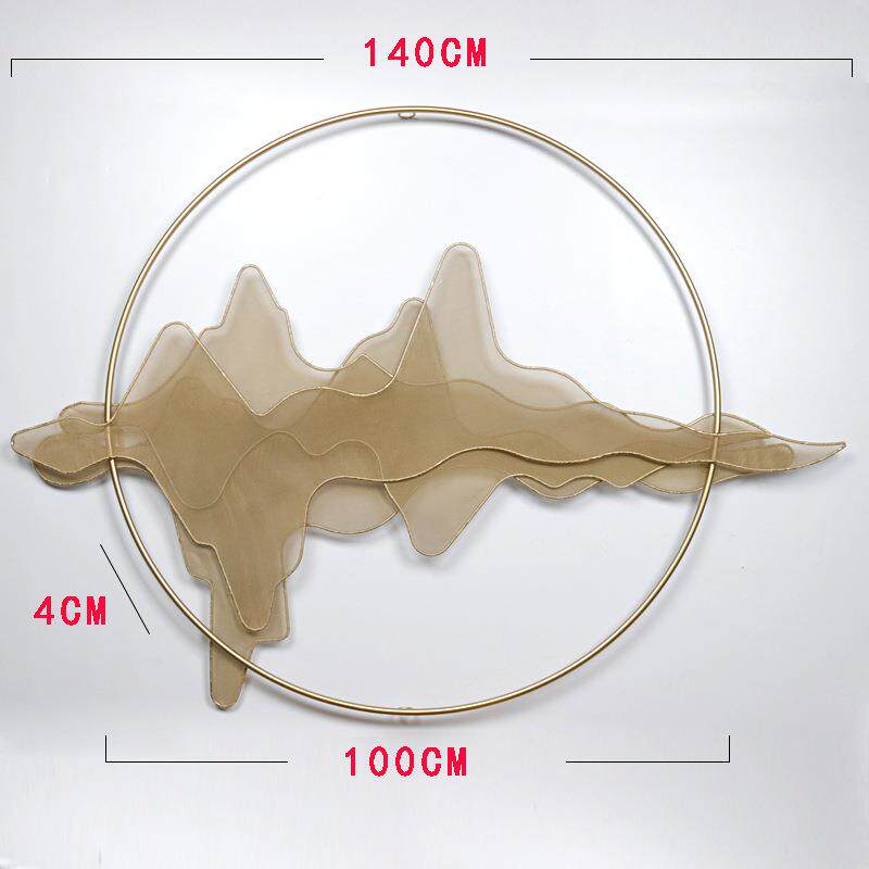 新中式壁饰墙面装饰品挂件金属山水影画祥云家居软装立体铁艺