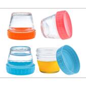 120ml玻璃瓶配彩色塑料盖4OZ梅森罐配吸管盖40只装 果酱瓶批发