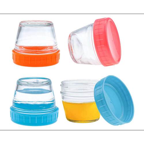 120ml玻璃瓶配彩色塑料盖4OZ梅森罐配吸管盖40只装果酱瓶批发