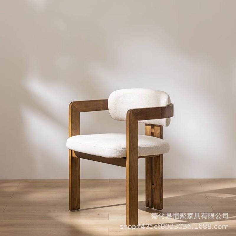 工厂直销轻奢餐椅带扶手靠背椅酒店洽谈泡茶椅设计师实木椅子围椅