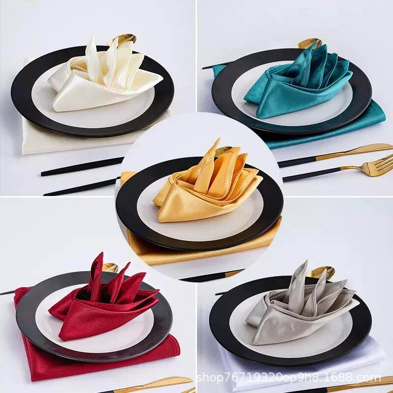 高档酒店餐巾布贡缎口布擦杯布西餐厅欧式折花布餐桌席巾布艺