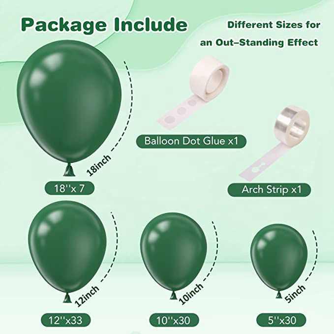 新品墨绿色气球花环18寸12寸10寸丛林生日开业派对装饰套装