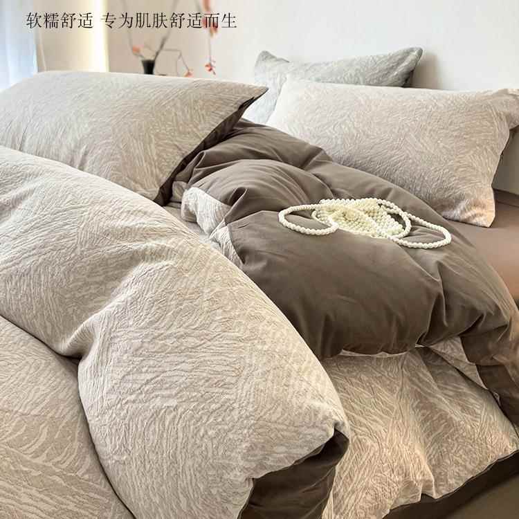 三层纱纯棉被套单件1002025新款简约被罩单人学生宿舍四件套4