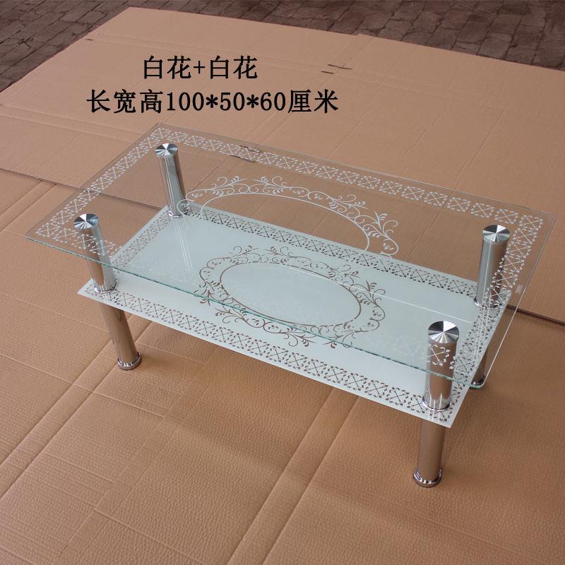 双层钢化玻璃茶几小户型多功能玻璃茶几不锈钢玻璃茶几长方形茶几